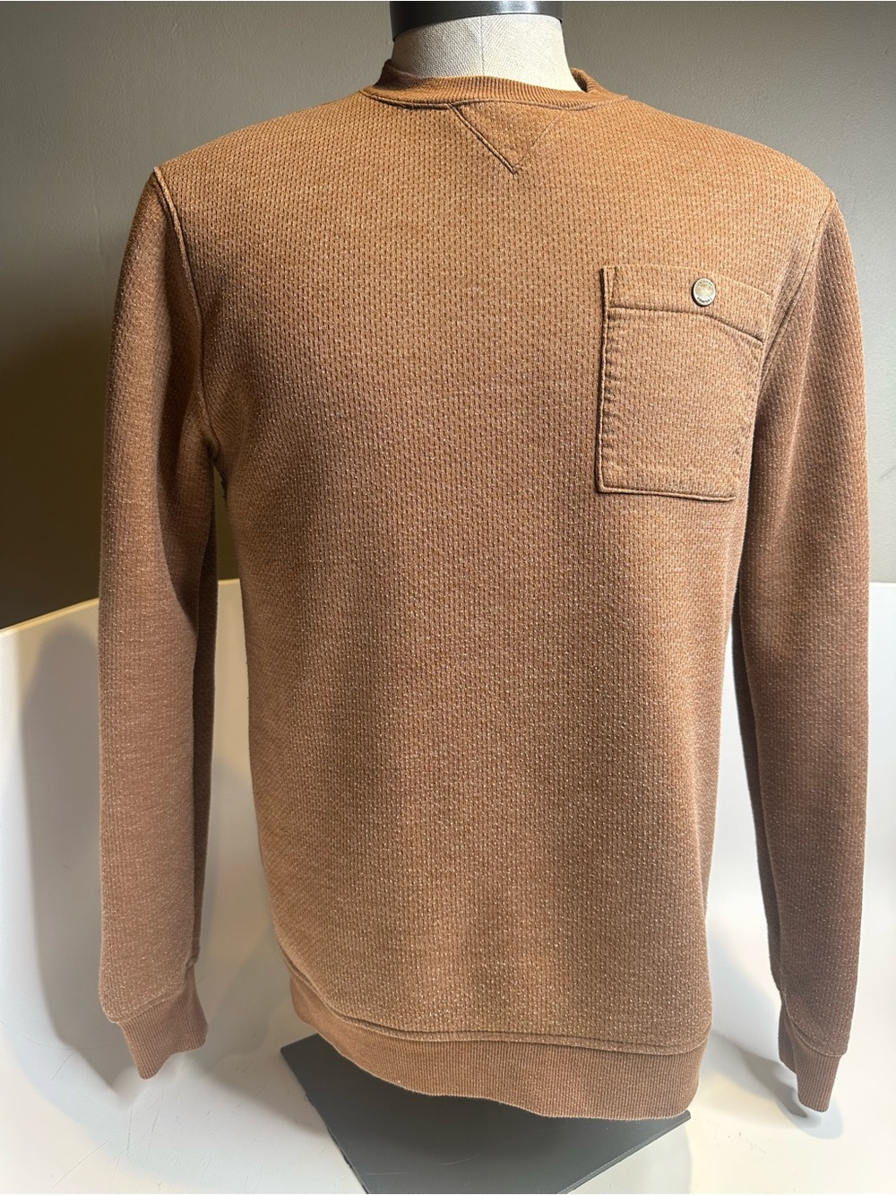 Coleman Men's Crewneck Waffle-Knit Sweater - Tan Brown